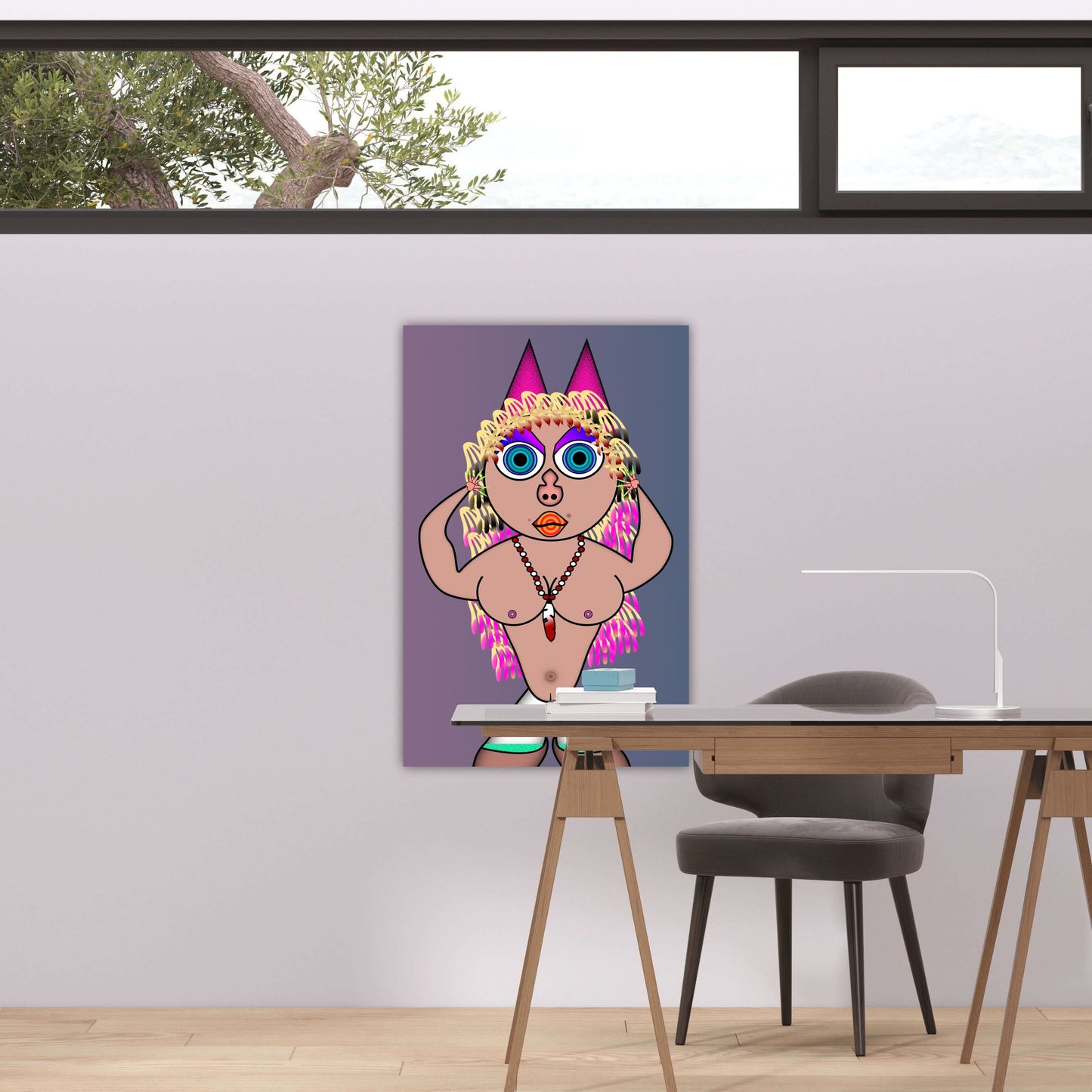 Cat Party Babe Metal Print