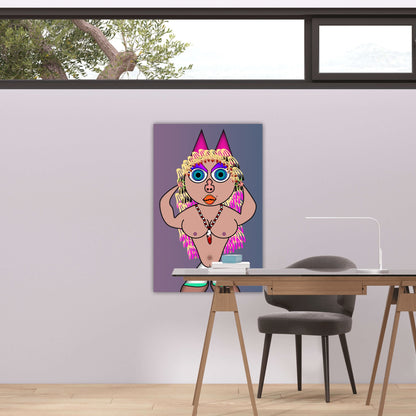 Cat Party Babe Metal Print