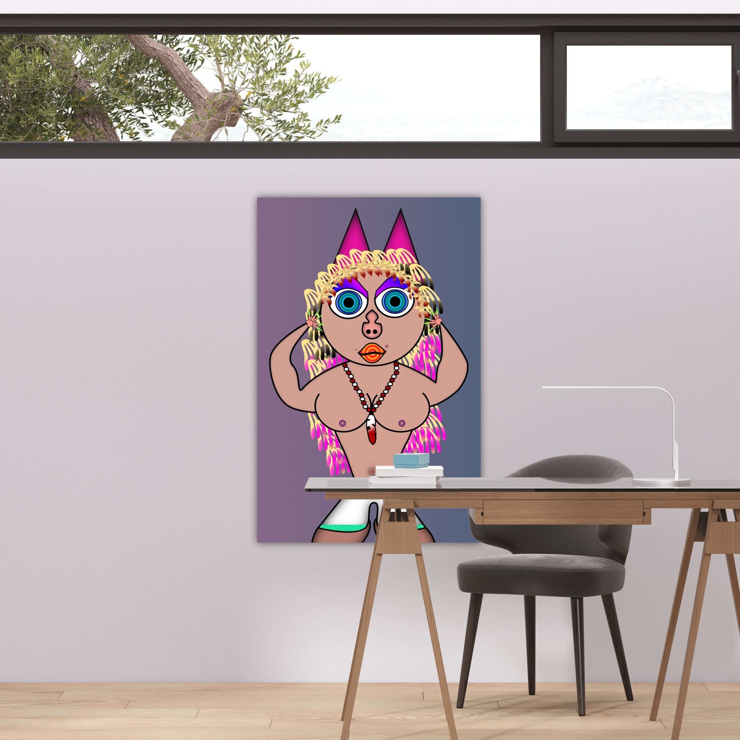 Cat Party Babe Metal Print